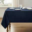 Veblandy Rectangle Tablecloth Weaved Textured Water Resistant Spill Proof Table Cloth, Decorative Fabric Wrinkle Free Table Cover for Events and Dinner, 60 x 84 Inch, Navy Blue