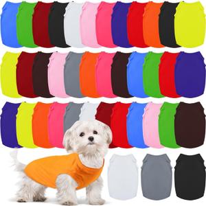 Silkfly 39 Pieces Summer Breathable Dog Shirts Pet Blank Clothes Plain Puppy Shirt Blank Costume for Pet(Small)