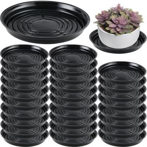 30 Packs 14 Inches Large Plant Saucers for Indoor Outdoor Use Heavy Duty Plastic Plant Plate Dish for Planter Bulk Round Flower Pot Drip Trays to Catch Water 4 to 20 Inch, Black