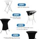 Cocktail Table Covers - 2 Pack 32x43 Inch Table Cloth - Black Fitted Stretch Spandex Round High Top Tablecloth for Party, Bar, Birthday, Pub, Banquet