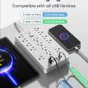 JouleLoom Surge Protector Power Strip-14 Outlets and 6 USB Ports, 6 Feet Flat Plug Extension Cord, 1850 Joules, White, ETL Listed for Home, Office, Dorm Room