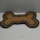 VHC Brands Espresso Indoor/Outdoor Pet Food Mat for Dogs Cats Kitchen Medium Bone Rug 15x23