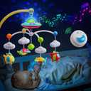 Baby Musical Crib Mobile with Hanging Rotating Toys, Remote Control, Lights Projector Function Music Box, Cartoon Rattles for Babies Boy Girl 0-24 Months, Newborn Sleep with 108 Melodies (Plane)