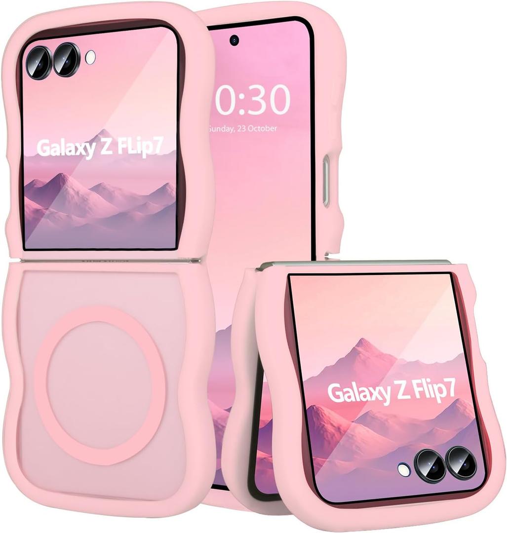 for Samsung Flip 7 Case [with Curly Wave FramePink