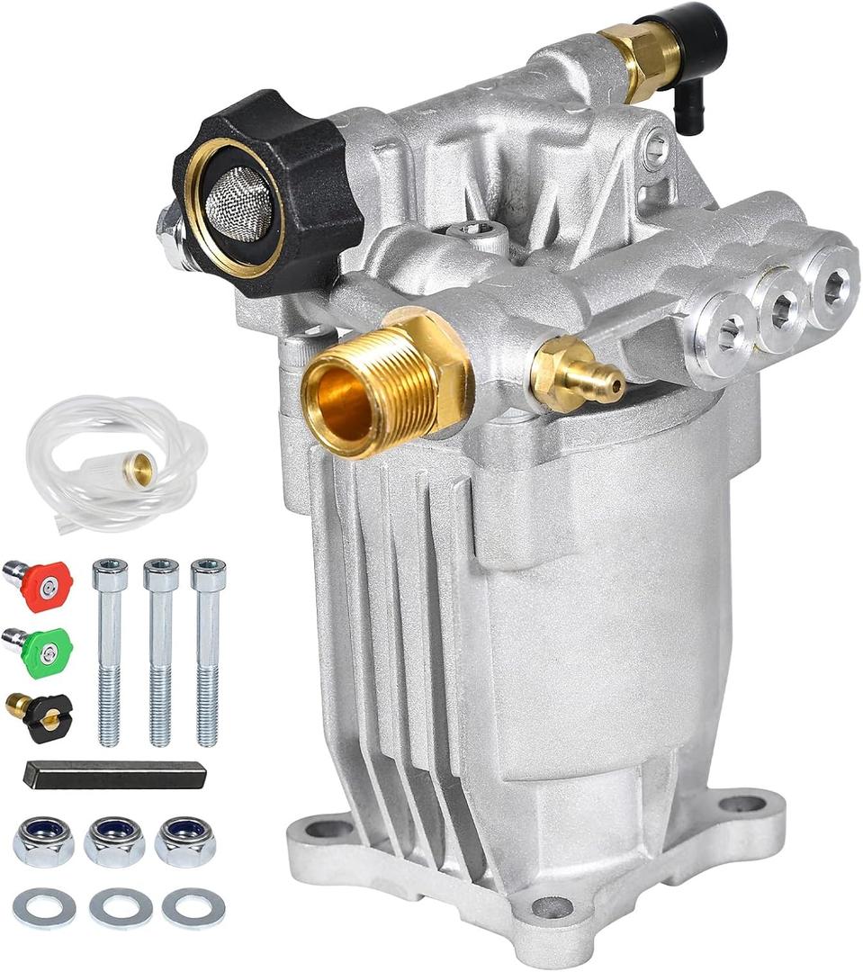 TOOLCY 3/4" Shaft Horizontal Pressure Washer Pump, 2600-3300 PSI @ 2.5 GPM - Power Washer Pump for Gas Washer - Compatible with Honda, Simpson, Ryobi and More