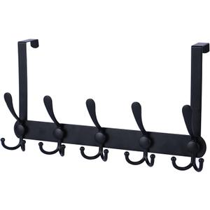 Over The Door Hooks,Coat Rack for Hanging Clothes Hat Towel (Heavy Duty Black 1pcs)