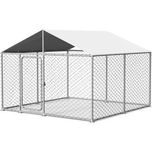 7.8'x7.8' Large Outdoor Dog Kennel, Heavy Duty Dog Enclosure with Roof, Weather Resistant Cover and Security Lock(93"x93")