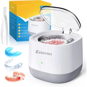 Ultrasonic Retainer Cleaner 45kHz, 250ML Portable Ultrasonic Cleaner, Professional Retainer Cleaner Machine for Dentures, Mouth Guard, Aligner and Jewelry