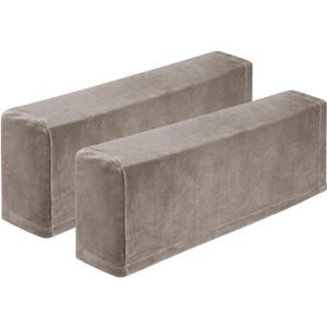 uxcell 2Pcs Stretch Armrest Covers, Polyester Soft Armchair Slipcovers Couch Recliner Arm Cover for Chair Sofa Protector, Khaki