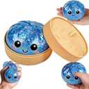 Dumpling Squishy,Dumpling Squishy Mystery Box Glitter Sensory Fidget Balls Stress Relief Hand Toy for Adults & Teens, Easter BasketStuffers with Mini Food Steamer Stretchy Desk Toys (Blue Style 2)