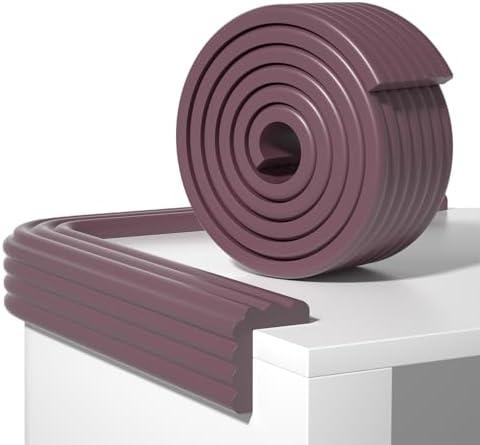 Edge Protector,Baby Proofing Baby Edge Protector Strip Safety,Soft Rubber Foam Padding,Edge Corner Guards Protector Corner Edge Bumpers for Furniture (Brown Purple, 6.56Ft x 3.15" W x 0.31" Th)
