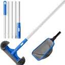 Sepetrel Deluxe Swimming Pool Cleaning Kit Including Half-Deep Fine Mesh Pool Leaf Skimmer Net,12" Round Pool Brush Head & 70.5" Pole, for Above Ground Pools,Ponds,Spas,Hot Tubs