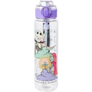 Silver Buffalo Nightmare Before Christmas Mystic Opulence Plastic Water Bottle w Locking Lid and Strap, 33 Ounces