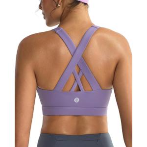 Running Girl Sports Bras for Women,Padded Strappy Sports Bras Criss-Cross Back Medium Support Sports Bras with Removable Cups, Small