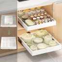 1 Pcs Pull Out Drawers for Cabinets Organizer Expandable Width(11.8"-19.4"), Depth(16.45"-21.7") With 3 Rails, No Drill Roll Out Drawer, Adhesive Sliding Drawers (White)