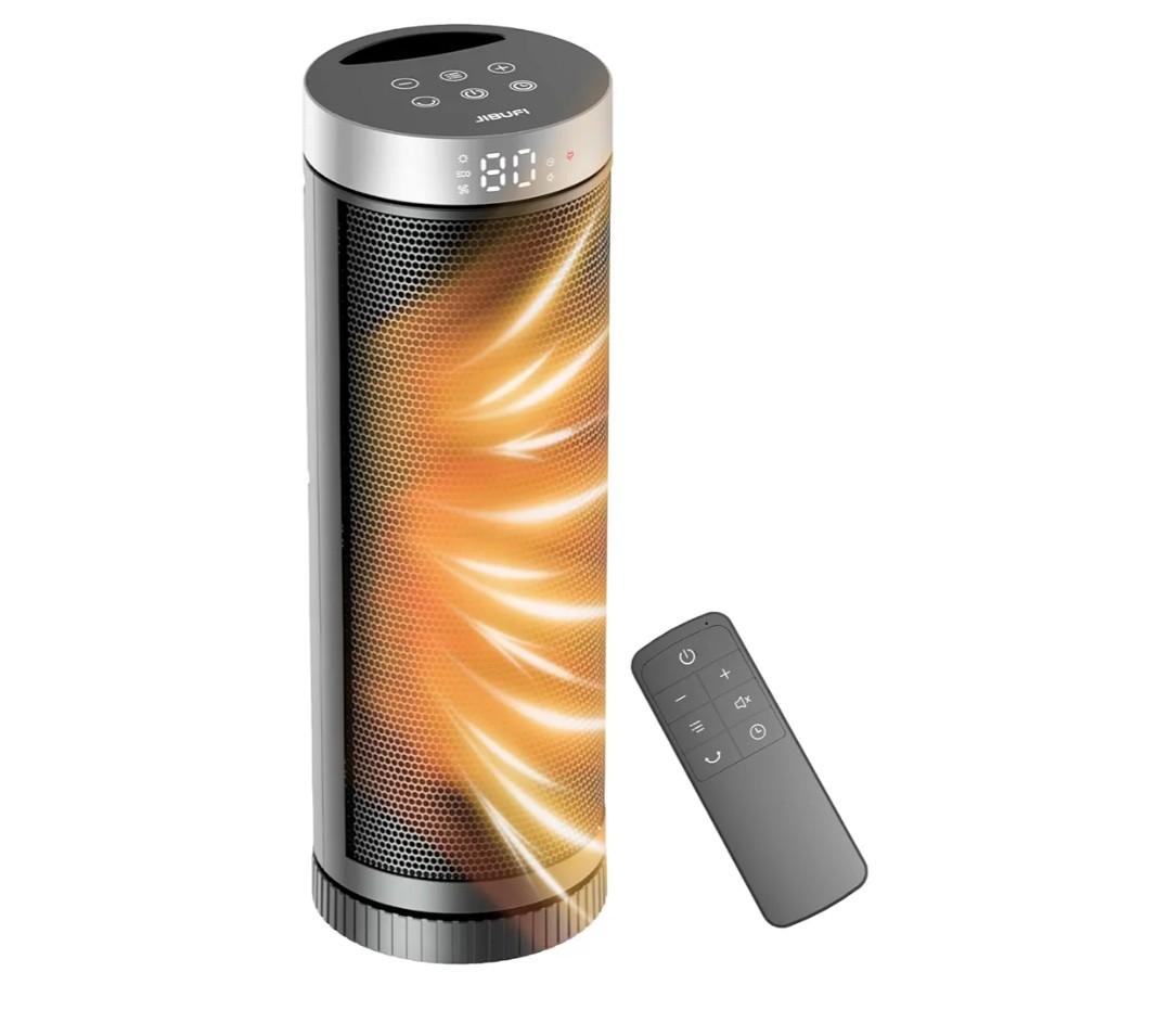 Ceramic Space Heater, Portable Indoor Heater with Remote Control, Three Heating Modes, Overheat and Tip-Over Protection, Suitable for Home, Bedroom, and Office Indoor Use