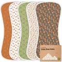 Organic Burp Cloths Baby Boy & Girl - 5-Pack Super Absorbent Cotton Burping Cloths for Babies, Soft & Plush Newborn Spit Up Rags, Infant Towels for Milk Spit Up, Unisex, Large 21" x 10" (Fall Spores)
