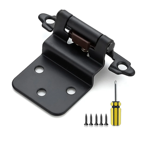 Ravinte 10 Pack 5 Pairs 3/8 inch Inset Kitchen Cabinet Door Hinges Black Semi-Concealed Face Mount Cabinet Hardware Self-Closing Hinges with Door Bumpers & Screwdriver