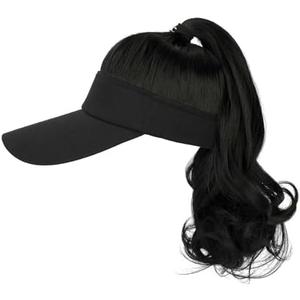 WUODHTW Hat Wig for Women Baseball Cap Wig with Curly Synthetic Hair Extensions Ponytail Cap wig Sun Hat with Hair
