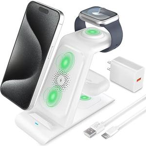 HATALKIN 3 in 1 Wireless Charging Station Compatible for Apple Products Multiple Devices Charger for Apple Watch Ultra 11 10 9 8 7 SE AirPods Pro iPhone 17 16 15 14 13 Pro Max/X/XS Fast Charger Stand