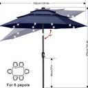 ABCCANOPY 11FT 3-Tier Solar Patio Umbrella, 32 LED Lights, Navy Blue 