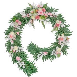 Lisuun 9FT Wedding Arch Flower Garland, Handmade Wedding Table Decorations,Head Table Floral Decor for Noble and Charming Wedding Ceremony, Dusty and Blush
