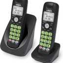 VTech 2-Handsets Cordless Phone with DECT 6.0, Full-Duplex Speakerphone, Lighted Display, Backlit Keypad, Caller ID/Call Waiting, Volume Control, Hearing Aid Compatible, Wall Mount | VG131-21 (Black)