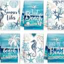 SmoothNovelty 6 Pcs Coastal Beach Kitchen Towels 21.3 x 14.2 Inch Ocean Dish Towels Summer Bathroom Hand Towel Absorbent Blue Tea Towel Summer Decorations for Home Bathroom Kitchen Accessories