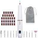 Cordless Electric Nail Drill with 360° Ring Light, Portable Nail File Kit for Acrylic, Gel Nails, Portable Home Manicure Kit for Manicure and Pedicure (White)