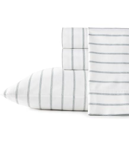 Stone Cottage Sheet Set King Cotton Striped w/ Pillow case Soft Gray( 4-Piece) 108x102 in