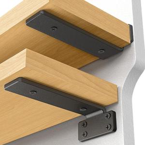 Shelf Bracket, Floating Shelf Bracket 12 Inch, 6 Pack Heavy Duty Shelf brackets, Metal Wall Shelf Brackets with 1/5 Inch Thick and Holds 160+lb, Brackets for Wood ShelvesBlack