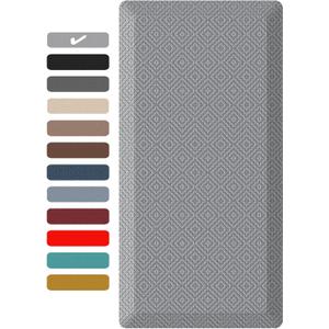 Ophanie Anti Fatigue Cushioned Mat, 3/4 inch Thick, 20x48 Kitchen Mats for Floor, Kitchen Rugs, Waterproof, Comfort Ergonomic Standing Mat for Office, Home, Standing, Black Non-Slip Ridged Bottom