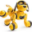 Ruko 18011 Smart Robot Dog Toy for Kids, Interactive Puppy with Remote & Gesture Control, Programmable LED Face Expressions, for Boys & Girls Ages 3 4 5 6 7 8, Yellow