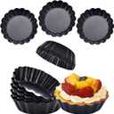 Mini Tart Pans Removable Bottom 3 Inch Tart Pan Nonstick Round Quiche Pan Heavy Duty Carbon Steel Small Pie Pan for baking, Set of 12