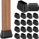 24PCS Rectangular Chair Leg Floor Protectors for Hardwood Floors, Thicken Rubber Chair Leg Cap Covers, Non Slip Furniture Leg Pads to Protect Wood Tile Floors from Scratches and Reduce Noise (Black)