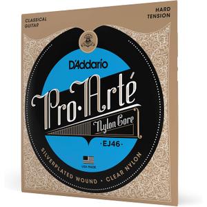 D'Addario Guitar Strings - Pro-Arte Classical Guitar Strings - EJ46 - Nylon Guitar Strings - Silver Plated Wound, Nylon Core - Hard Tension, 1-Pack