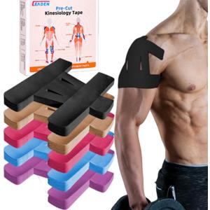 IEADEN Precut Kinesiology Tape for Shoulder, 10 Pcs - Shoulder Support & Stability, Shoulder Pain Relief Athletic Tape - Waterproof & Elastic, Breathable Hypoallergenic Latex-Free Tape, Black