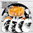 Grencian 96 Pcs 70th Birthday Supplies Silver Black 70th Birthday Party Plates Disposable Sweet 70 Seventy Years Old Decorations Paper Tableware for Men Party Supplies Serves 24