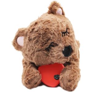 3T GROUP Puppy Heartbeat Toy Sleep Aid Dog Heartbeat Stuffed Animal Bear Toy for Puppy Essentials Anxiety Relief Plush Pillow Calming Aid Comfort Toys for Dogs(Coffee)
