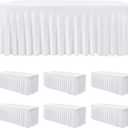 HolidayIdeas White 4ft Spandex Tablecloth 6 Pack Fitted Stretch Rectangluar Table Skirts 24x48 Inch, Wrinkle-Free Floor Length Polyester Table Cover for Weddings Parties Banquets Events