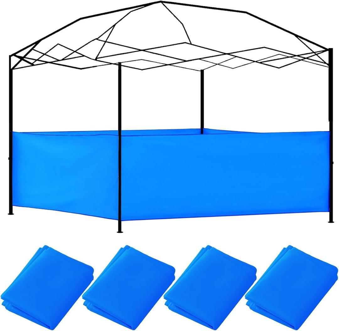 4 Pcs Canopy Half Wall Tent Sidewall for 10x10 Pop up Canopy Sidewall Only Waterproof Instant Panel Wall Accessories for 10' x 10', 10' x 15', 10' x 20' Vertical Leg Gazebo Shelter(Blue)