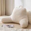 Blissful Diary Reading Pillow for Sitting in Bed, Flannel Back Pillow Bed Sitting Up for Adult & Children, Backrest Cushion for Sit Up in Couch or Floor, Dorm Essentials, Ivory White