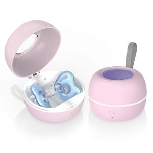 Upgraded Portable Pacifier Sanitizer, UV Light Sanitizer Box, 99.99% Cleaned in 3 Minutes, 90 Disinfection Cycles, USB Rechargeable, Baby Pacifier Sanitizer On the Go (Large Pink)