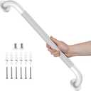 White Grab Bar 24 Inch, Grab Bar for Bathtub and Shower | Anti-Slip Knurled Grip, Stainless Steel, Bathroom Assist Handle Handrail, Handicap Support Bars for Toilet, 1.25" Diameter