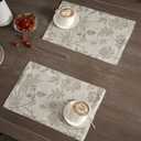 JINCHAN Linen Floral Fall Placemats Set of 4 Cloth Table Mats Rustic Cottagecore Jacobean Outdoor Seasonal for Kitchen Dining Table Decor Washable Tablemats 13x19 Inch Taupe
