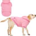 Dog Hoodie Pet Clothes Sweater with Hat and Pocket for Small Medium Large Dogs, Warm Soft Dog Cold Weather Coat, Clover Laminated Cotton Hooded Sweatshirt Outfit for Puppy Cats, Pink, Small