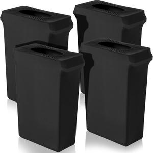 Windyun 4 Pcs 23 Gallon Spandex Stretchable Trash Can Cover Wedding Party Fundraiser Decorations for Home Garden (Not Include Trash Can) (Black)