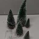 Mini Christmas Tree with Lights, Small Table Top Decorations, Desktop Miniature Pine Tree Xmas Holiday Decor Indoor Home, Bottle Brush Trees with Wooden Base, 5 Pcs with Light