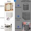 55L Collapsible Large Laundry Hamper, laundry basket plastic,Laundry Basket with Wheels,Suitable for Bathroom, Bedroom, Dorm Room & Laundry Room,Basket with Handle (White)