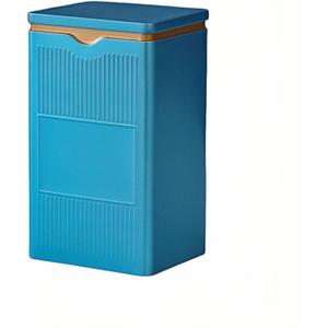 HAN SHENG Square Airtight Tea Tins - Blue, Food Storage Containers for Loose Tea, Coffee, Spices (5.9"x3.4"x2.8")